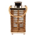 thumbnail image 3 of Northlight Rectangular Rattan Glass Candle Lantern with Jute Handle - 15.5", 3 of 10