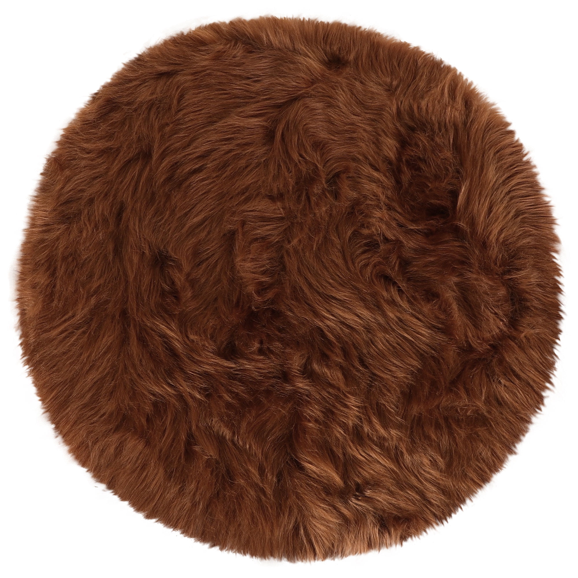 Unique Bargains Soft Faux Fur Sheepskin Plush Area Rug Brown 3x3 Feet