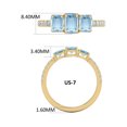 thumbnail image 5 of TimeLe$$ Classics Three Stone Emerald Cut Shape Natural Aquamarine Gemstone and Round Diamond Ring in 14K Yellow Gold (Size: 6.5), 5 of 6