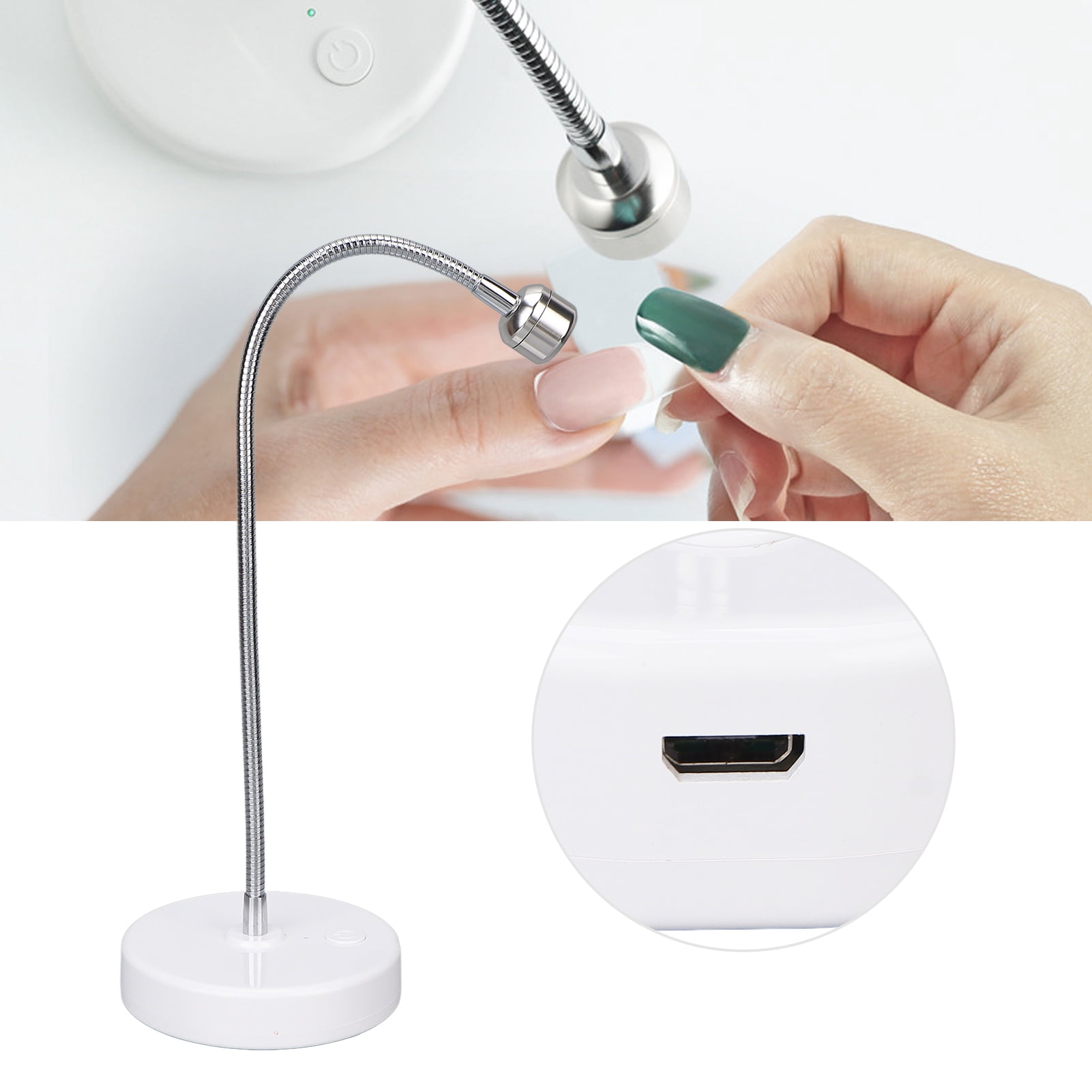 3W LED UV Nail Lamp Gel Polish Drying Lamp USB Gooseneck Light Rotatable Nail Dryer Quick Dry Nail Polish Curing Lamp for Salon Home DIY