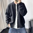 thumbnail image 4 of Wool Cardigan Men's Spring And Autumn Hong Kong Style Sweater Round Neck Jacket Simple Loose Thick Sweater Coat, 4 of 7