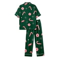 thumbnail image 7 of JAJAHO Women's Christmas Pajamas Candy Cane Print Button Down Short Sleeve 2 Piece Loungewear Sets With Pants, 7 of 7