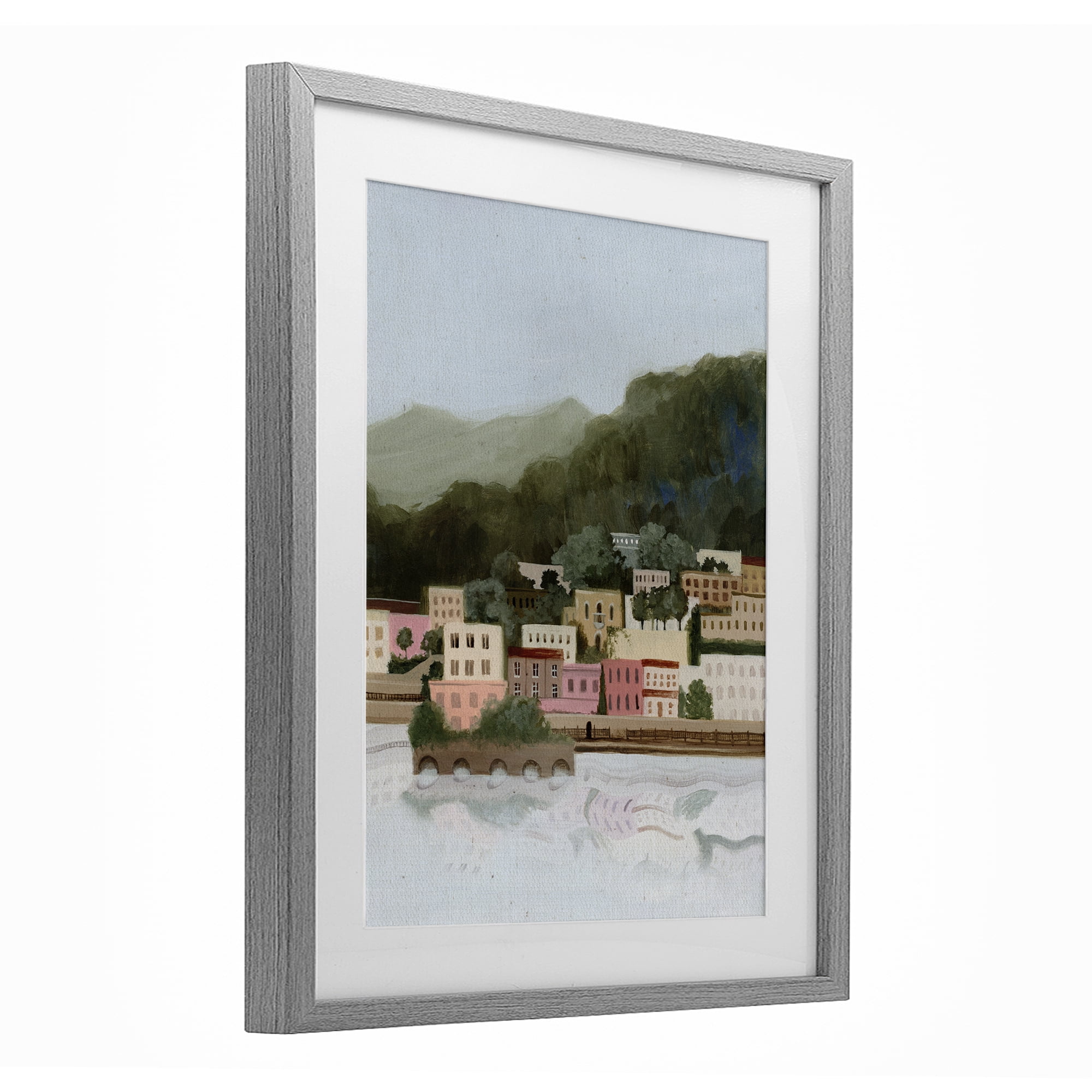 Stupell Industries Mountains By The Sea Gray Framed Print Under Glass, design by Grace Popp