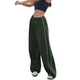thumbnail image 2 of zaveiop Womens Parachute Pants Wide Leg Baggy Pants Y2K Elastic Waist Jogger Sweatpants Track Pants Streetwear (Z-Green, L), 2 of 8
