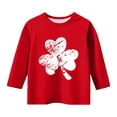 thumbnail image 2 of T-Shirt Fille Fête de la Saint-Patrick, Mignon T-Shirt Graphique à Manches 3/4 Col Rond avec Imprimé Irlandais, Hauts Décontractés Printemps Été pour Vacances, Fête d'Anniversaire et Usage Quotidien Rouge 110, 2 of 5