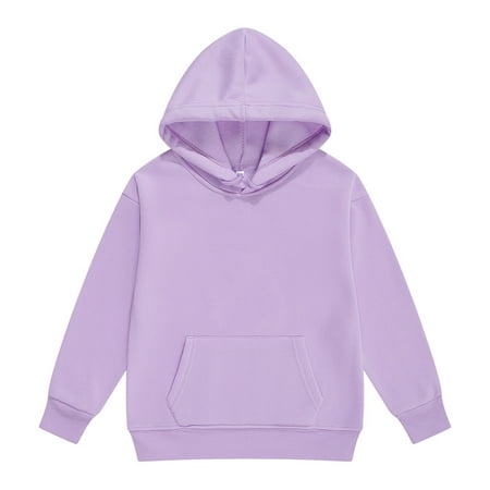Youth Pullover Hoodies for Boys & Girls – Teen Size Bulk Sweatshirts with Kangaroo Pocket Graphic Hoodies Youth Large Hoodie Hoodies for Women Trendy(Color:Purple Size:7-8 Years)