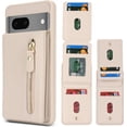 thumbnail image 2 of for Google Pixel 7 Case with Card Holder for Women, for Google Pixel 7 Phone Case Wallet with Credit Card with Ring Kickstand Zipper Shockproof Slim Stand Case - Warm White, 2 of 13
