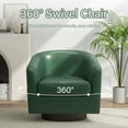 thumbnail image 4 of DREAMSIDEA PU Leather Swivel Barrel Club Chair, Modern Accent Chairs Set of 2 Upholstered Round Armchair for Living Room, Office, Bedroom -Green, 4 of 5