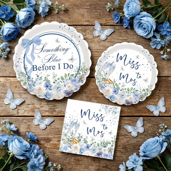 Something Blue Bridal Shower Decor Set - Romantic Miss to Mrs Party Supplies for Bachelorette & Engagement Celebrations