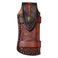 thumbnail image 2 of Vintage Engraved Leather Knife Sheath - Handcrafted Top-Grain Leather With Retro Floral Carvings, Durable Belt Loop Design - For Hunting, Camping, Everyday Carry, Outdoor, 2 of 5