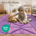 thumbnail image 4 of ODIKA 8'x10' Washable Area Rug Durable, Non-Slip Pink Traditional Purple Grid Symmetrical Repeating Checkered for Living Room, Under Sectional, Family, 4 of 7