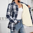 thumbnail image 5 of Gamivast Fleece Lined Shacket for Women Plaid Button Down Long Sleeve Winter Jackets with Chest Pockets Long Loose Stand Collar Warm Coats Fall Trendy Outerwear 2025, 5 of 6
