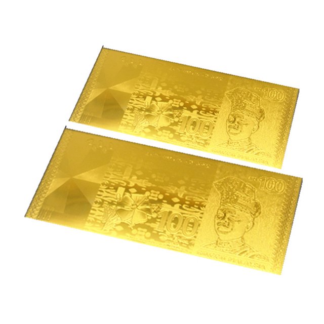 Billete de ringgit de Malasia Colección de billetes conmemorativos de papel de lámina de oro de 24k TFixol Papel de lámina de oro de 24k
