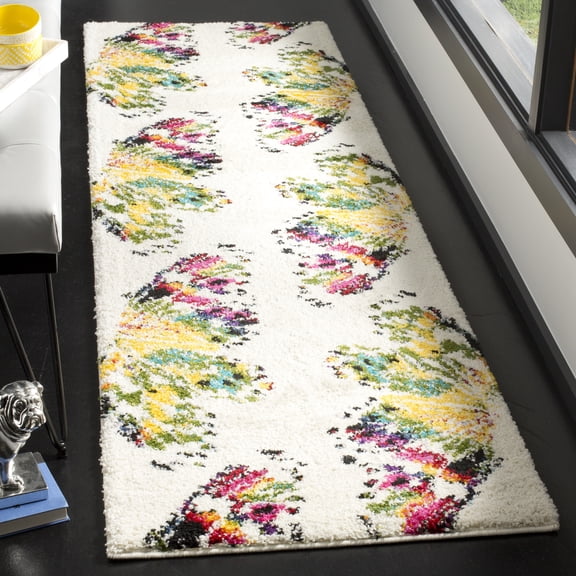 Safavieh Fiesta Augustin Floral Shag Runner Rug, Cream/Multi, 2'3" x 8'
