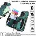 thumbnail image 5 of ShellTech Phone Case for iPhone 14 Pro Max Zipper Wallet Cover with Credit Card Holder Slot Shoulder Crossbody Strap Cell Women Girls Men,Green, 5 of 10