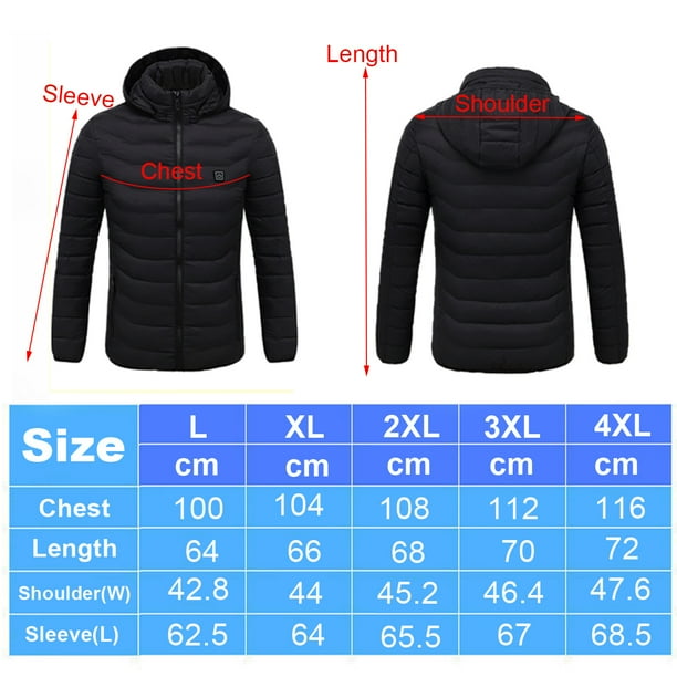 Mens Intelligent Heating USB Hooded Heated Jacket Outerwear