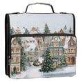 thumbnail image 2 of Water-Resistant 3-Ring Binder Organizer with Multiple Pockets Zipper Binder Bag for Office Cozy Winter Town with Snow, 2 of 8
