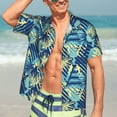 thumbnail image 7 of Sikiie Hawaiian Style Print Men's Hawaiian Shirt, Summer Beach Button Pocket Short Sleeve T-Shirt,X-Large, 7 of 7