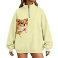 thumbnail image 6 of Gyujnb Quarter Zip Fleece Pullover with Kangaroo Pocket, Hoodless Soft Lounge Sweater for Pet Carrying Sling, Comfortable Casual Womens Top,Size:M, 6 of 9