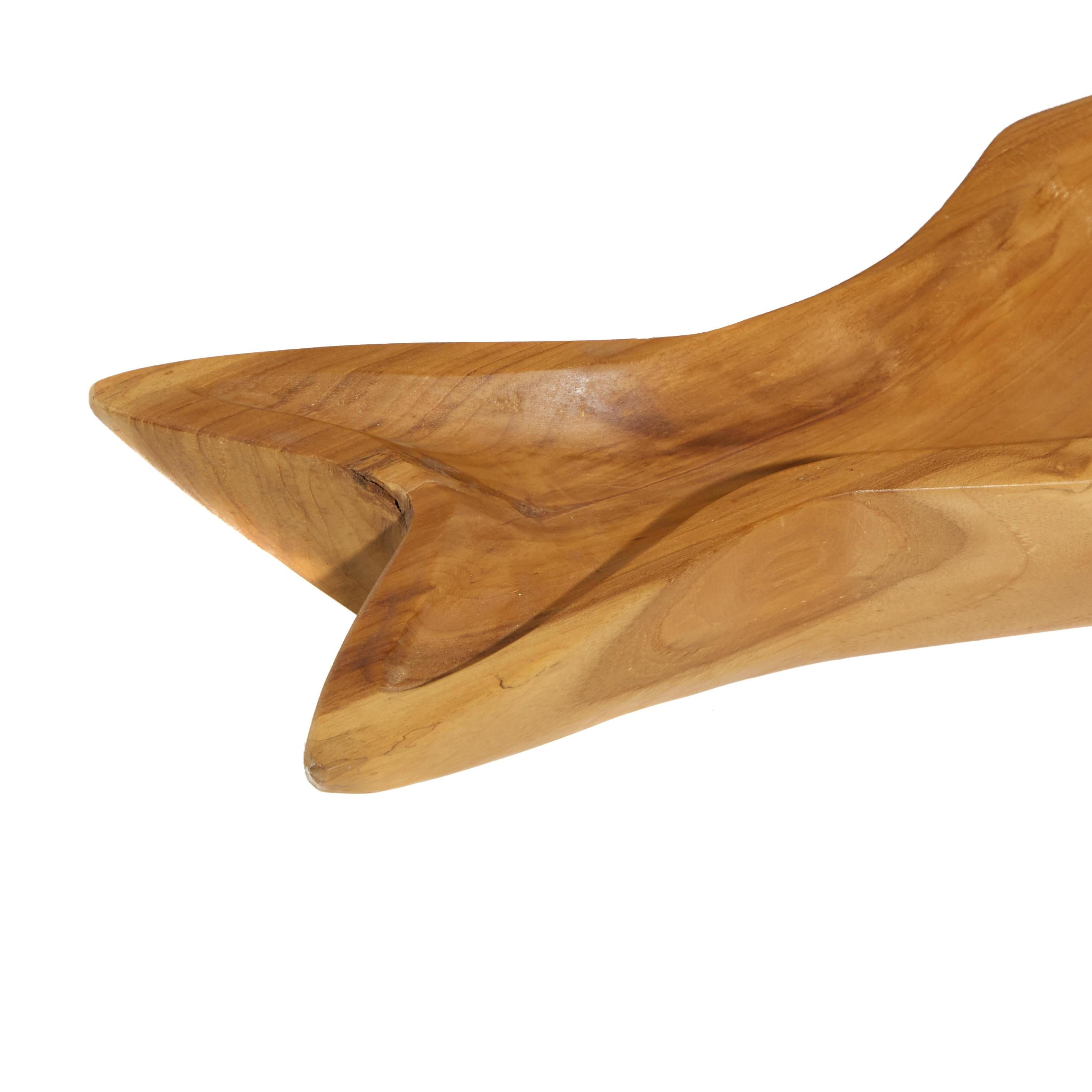 DecMode 24", 16"W Brown Teak Wood Handmade Fish Tray, 2-Pieces