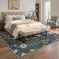 thumbnail image 4 of GENIMO 2'x3' Entryway Rug, Machine Washable Non Slip Low Pile Area Rug for Front Door Kitchen Bathroom, Botanical Floral, Dusty Navy, 4 of 6