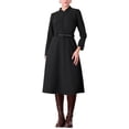 thumbnail image 2 of INSPIRE CHIC Vestido A-Line Vintage para Mujer con Cuello, Manga Larga, Cinturón, Vestido de Trabajo con Falda Acampanada, Negro, 2 of 5