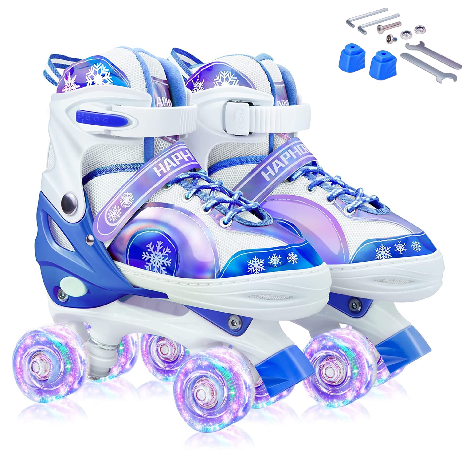 Blue Indoor/Outdoor Roller Skates Adjustable Quad Roller Skates size M 2-5 New 