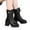 Black, variant on POROPL Womens Boots Mid Calf Winter Fleece High Heel Shoes,Size 4.5