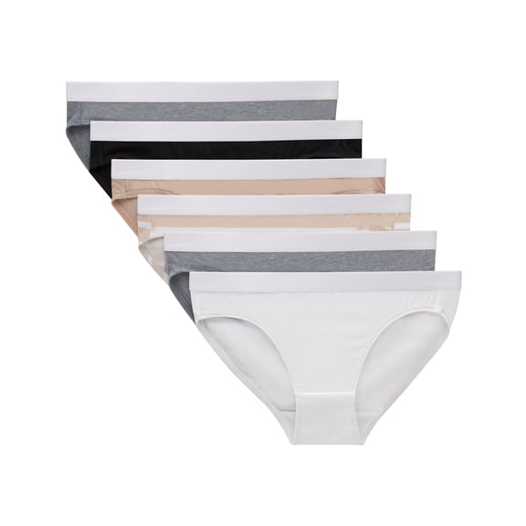 Hanes Originals Girls' Underwear Bikinis, 6-Pack, Cotton Stretch Assorted 6
