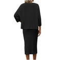 thumbnail image 3 of 2 Piece Outfits for Women Ribbed Knit Sets Elegant Crewneck Pullover Tops with Midid Pencil Bodycon Skirt Sweater Set, 3 of 4