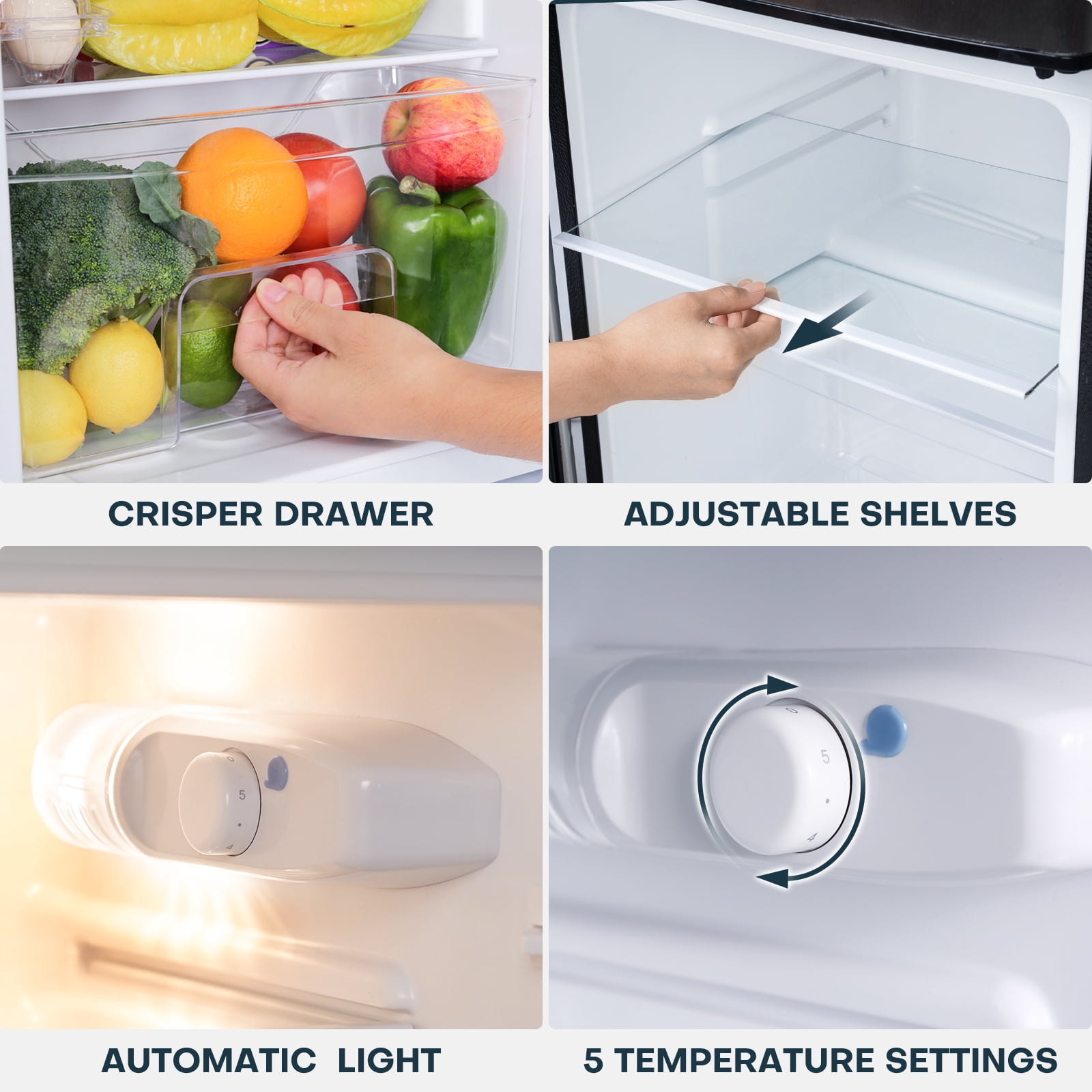 Upstreman 3.2 Cu.Ft Mini Fridge with Freezer, 2 Door Small Refrigerator Mini Apartment Size Refrigerator, SD321 Stainless Steel