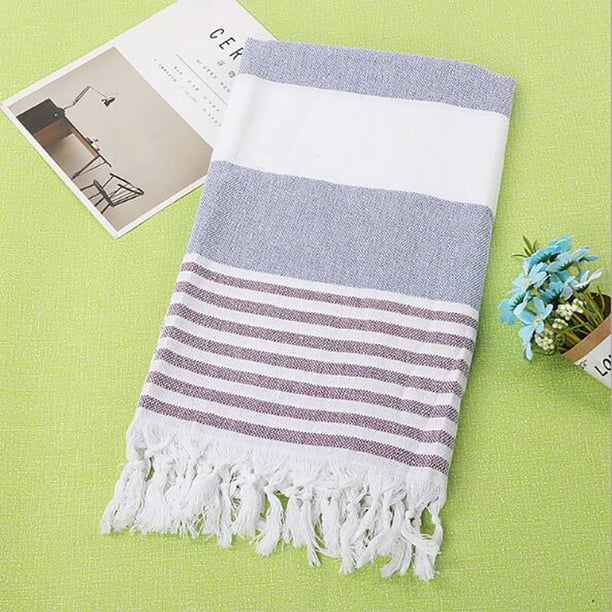 Toalla de baño de gran tamaño absorbente de algodón Arena turca con flecos a rayas de punto europeo y americano Wmkox399yii hfskjfh392