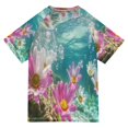 thumbnail image 2 of BZSMCE Summer T-shirt Sunscreen Underwater Flowers with Bubbles Pattern Swim Tops, 2 of 6