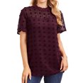thumbnail image 6 of ZXSXSY Women Crochet Dots Cutout Short Sleeves Mock Neck Blouse Top, 6 of 13