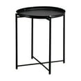 thumbnail image 1 of End Table Round, Outdoor Side Table, Metal End Table Cross Base Wrought Iron Side Table, 1 of 8