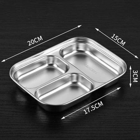 

ALSLIAO Stainless Steel Divided Dinner Tray Lunch Container Food Plate for School Cantee