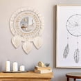 thumbnail image 5 of Espejos de pared, espejo colgante redondo con flecos de macramé hechos a mano, espejo antiguo boho, decoración de pared, espejo nórdico, espejo redondo de ratán de algodón, acceso al hogar, 5 of 5