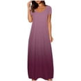 thumbnail image 3 of Meichang Robes d'Été pour Femmes 2025 Robe Maxi Grande Taille Imprimé Dégradé Robe Décontractée Manches Courtes Col Rond Robes T-Shirt Travail Coupe Ample Longue Robe, 3 of 6
