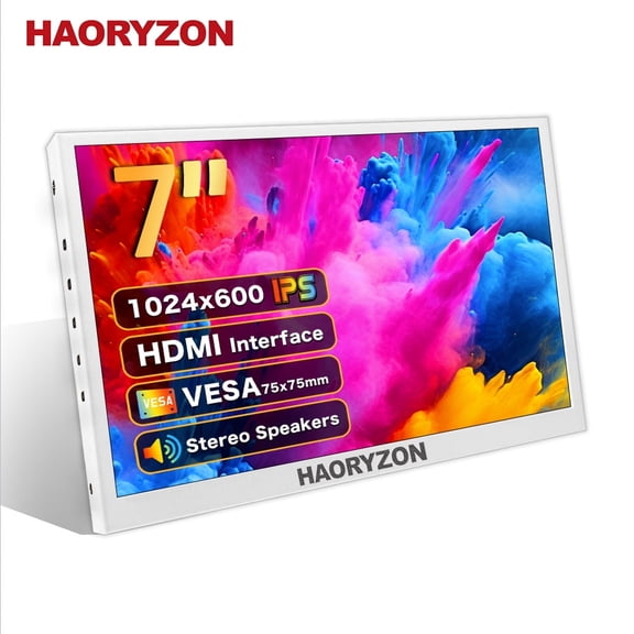Mini LCD Monitor 7 Inch IPS 1024 × 600 HDMI Portable Wide Monitor Working Secondary Screen Dual Speakers for Raspberry Pi 5 4 Laptop PC Switch Xbox PS4