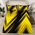 thumbnail image 2 of Homewish Modern Geometric Stripe Queen Sheet Sets.Abstract Waves Lines Flat Sheet,Yellow Black Queen Fitted Sheet For Boys Kids,Microfiber Bedroom Decor,4 Pieces, 2 of 7