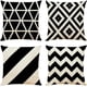 thumbnail image 1 of Juego de 4 fundas de cojín decorativas negras de 45 x 45 cm, fundas de cojín geométricas cuadradas para exteriores, patio, jardín, banco, sala de estar, sofá, decoración, 1 of 4