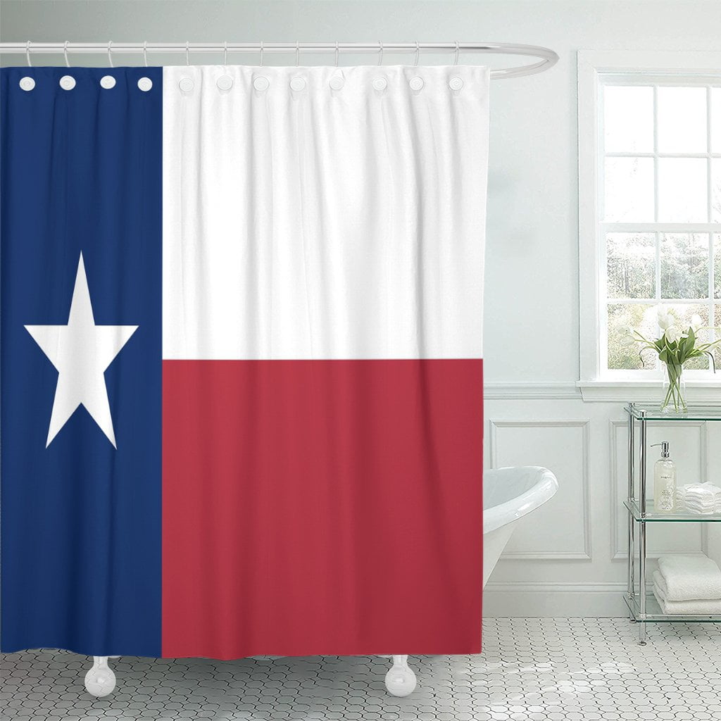 Texas Lone Star State Flag Polyester Bathroom Shower Curtain with Hooks New 