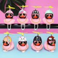 thumbnail image 4 of Adornos de pato rosa para coche, decoraciones para salpicadero de coche, gafas geniales, pato con casco de hélice, cadena dorada, 4 of 8