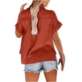 thumbnail image 6 of Pincandy Women's Short Sleeve Casual Button Down Shirts Summer Soft Fashion Cotton Blouses Tops with Pocket,Orange,L, 6 of 7