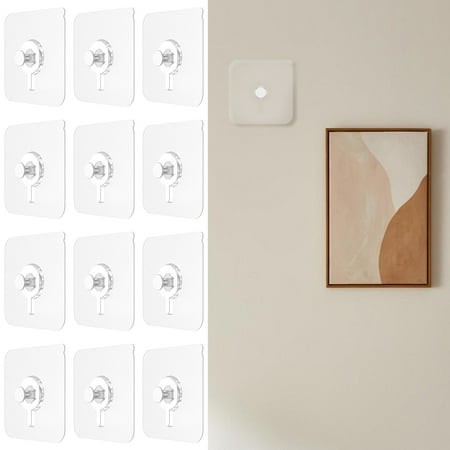 Tysrjsv 50pcs Picture Hanger Adhesive Hook Waterproof Transparent Wall Picture Hanger No Drilling Photo Frame Sticky Screw Hook Non-Trace Bathroom Wall Hanger for Bedroom Kitchen