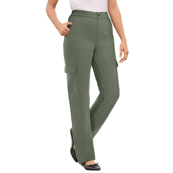 Woman Within Plus Size Straight-Leg Cargo Pant