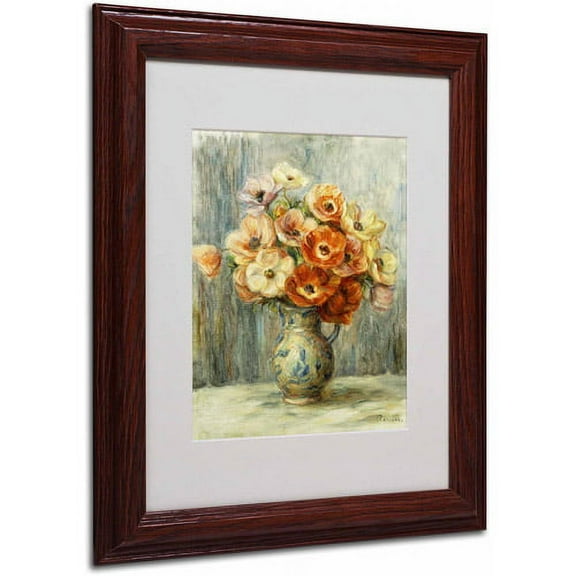 Trademark Fine Art "Vase d'Anemones" Canvas Art by Pierre Renoir, Wood Frame