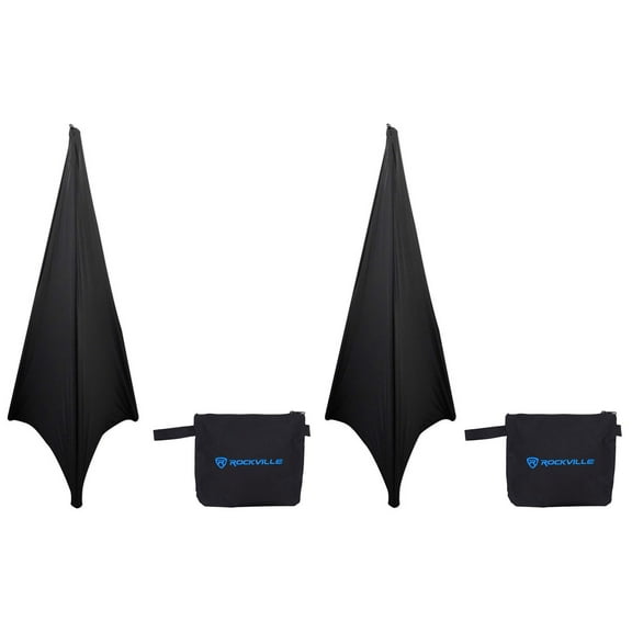 (2) Rockville RSC7B Black Tripod PA Speaker Stand Scrims Cloth 360 Degree Cover