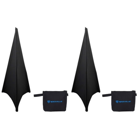 - (2) Rockville RSC7B Black Tripod PA Speaker Stand Scrims Cloth 360 Degree Cover