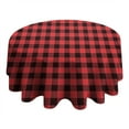 thumbnail image 4 of Red and White Checkered Pattern Round Tablecloth 60"x60",Wrinkle Wipeable Table Cloth for Kitchen Dining Room Picnic Patio Party, 4 of 6